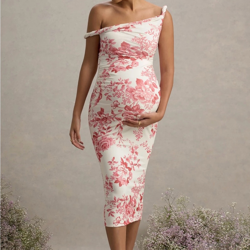 Club L SALOME, pink floral maternity midi dress (worn once)